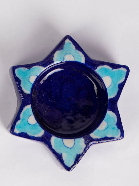Blue Pottery T-Light Holder Set Of 2 Pcs.